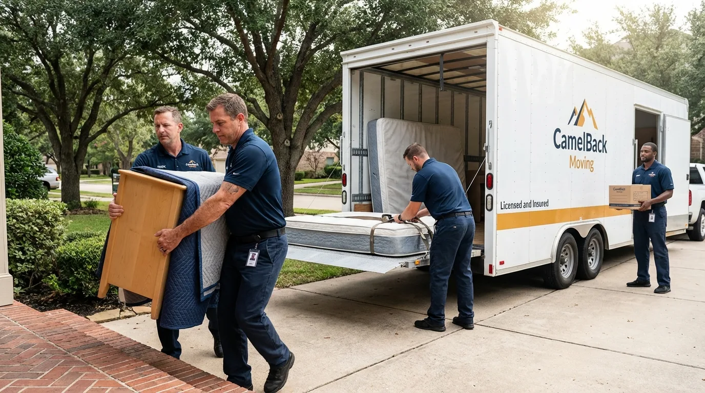 Crew loading residential truck for cross-state move from Ashland, IL