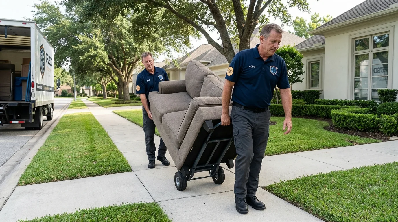 Local residential moving crew loading furniture in Ashland, IL
